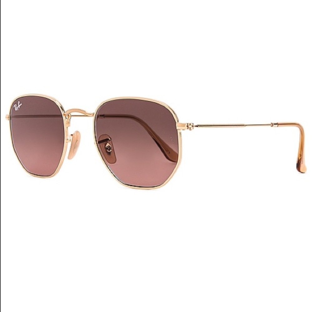 Hexagonal Flat Gold & Brown Grey Gradient Ray Ban